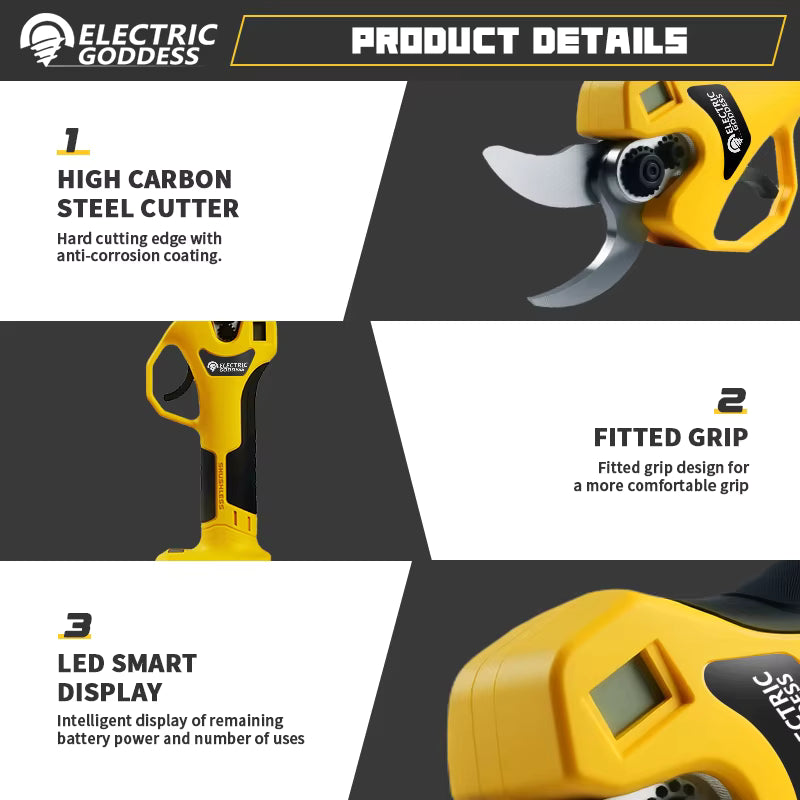 Home Garden co - Brushless Electric Pruning Shears 30mm – Electric Garden Scissor Compatible with DeWalt 20V Battery
